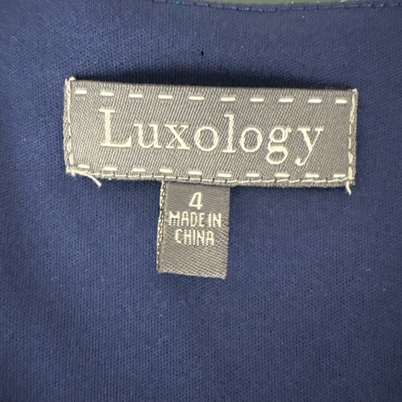 Luxology Women’s Size 4 Floral 3/4 Bell Sleeve Mini Dress Blue - Picture 7 of 11